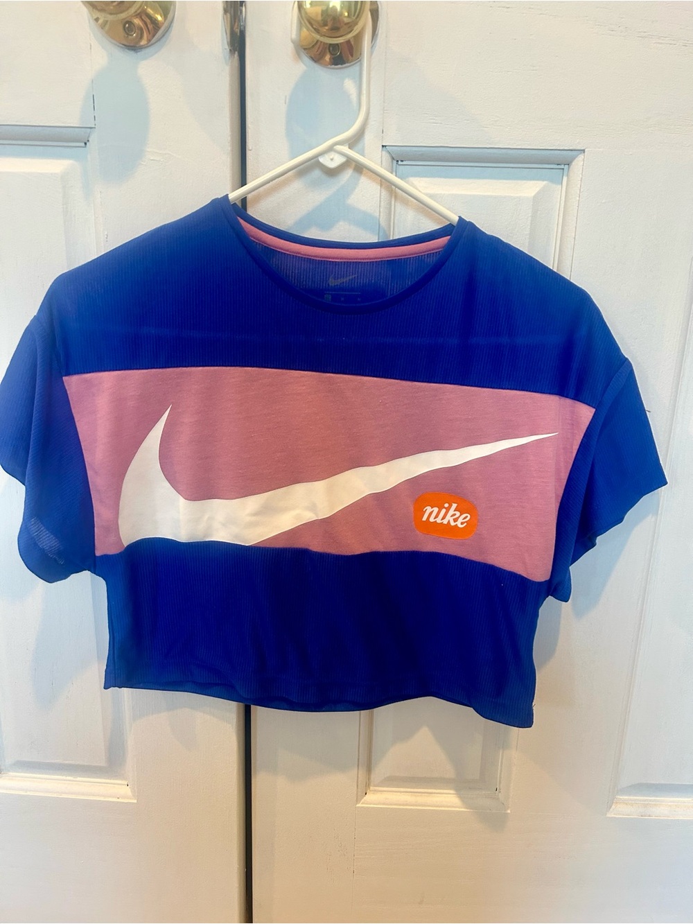 Nike Blue and Pink Colorblock Athletic Tee
